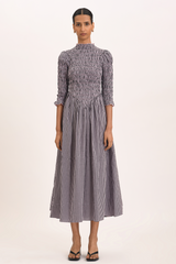 Ana Midi Dress - Black Blush Gingham