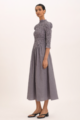 Ana Midi Dress - Black Blush Gingham