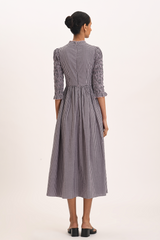 Ana Midi Dress - Black Blush Gingham