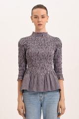 Ana Blouse - Black Blush Gingham