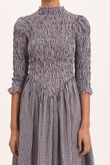 Ana Midi Dress - Black Blush Gingham