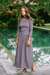 Ana Midi Dress - Black Blush Gingham