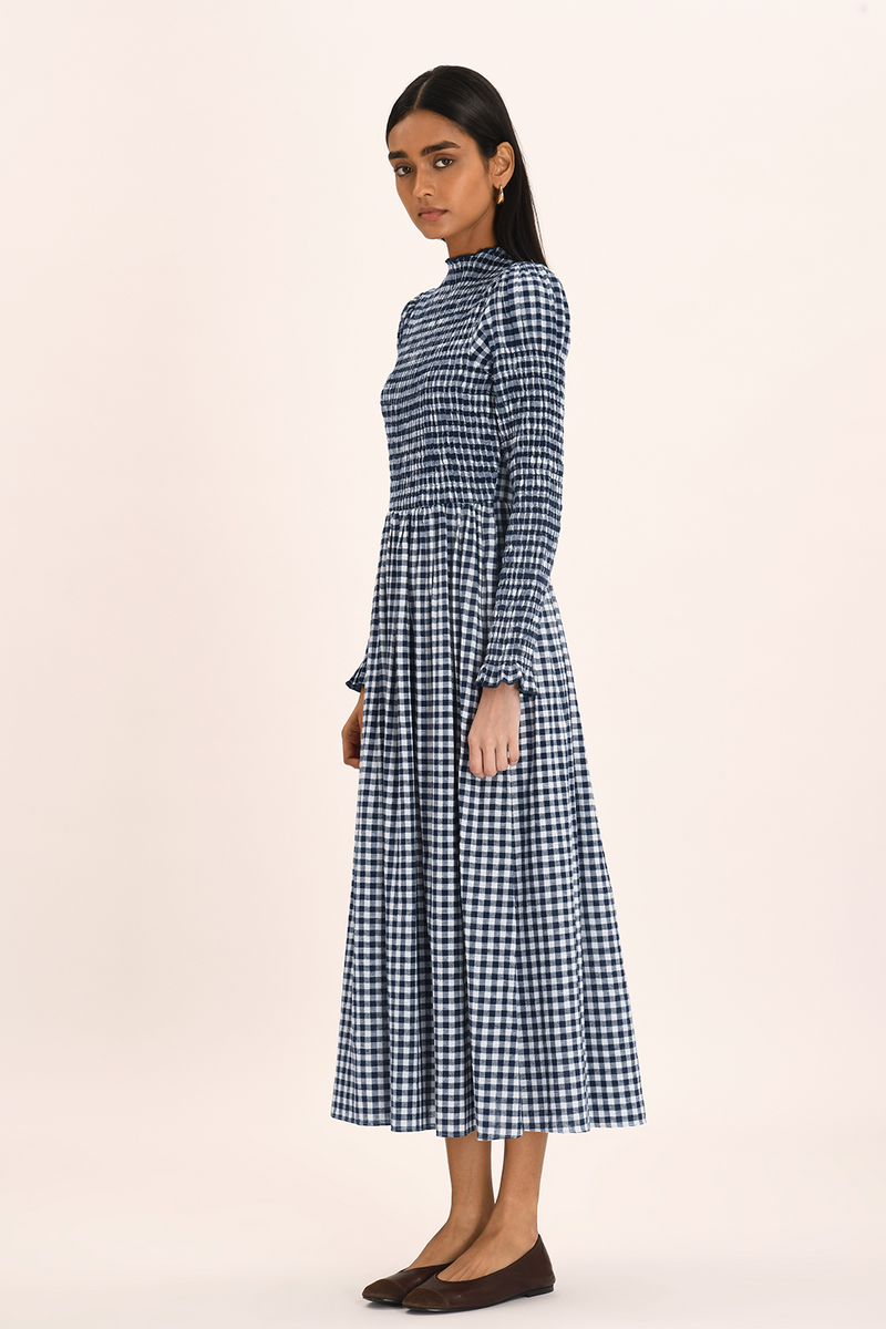 Berte Dress - Indigo Check