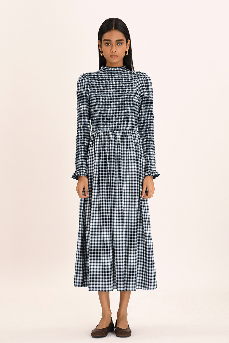 Berte Dress - Indigo Check