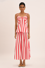 Camille Skirt - Poppy Stripe