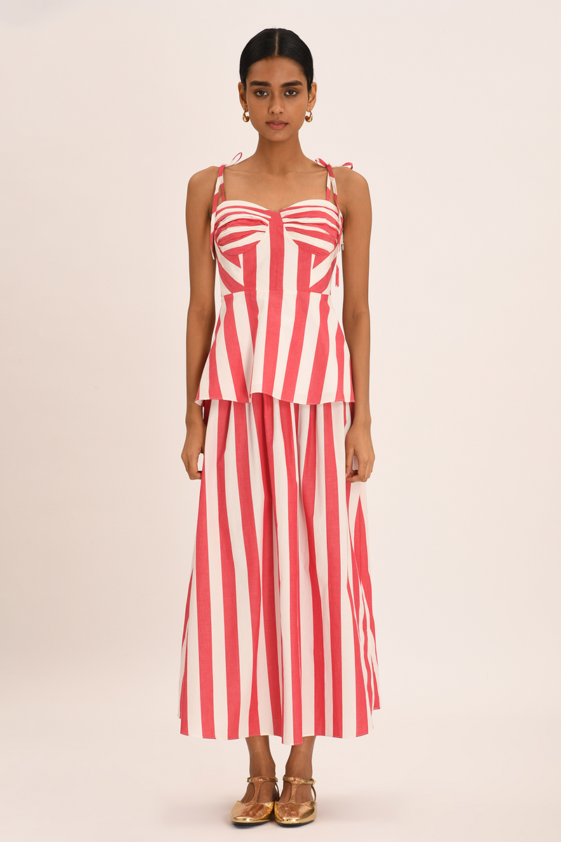 Camille Skirt - Poppy Stripe