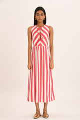 Carlita Midi Dress - Poppy Stripe