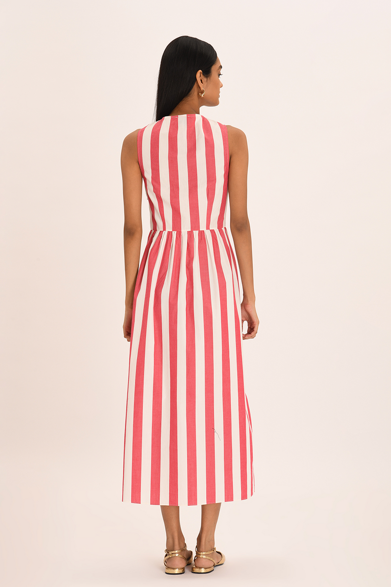 Carlita Midi Dress - Poppy Stripe