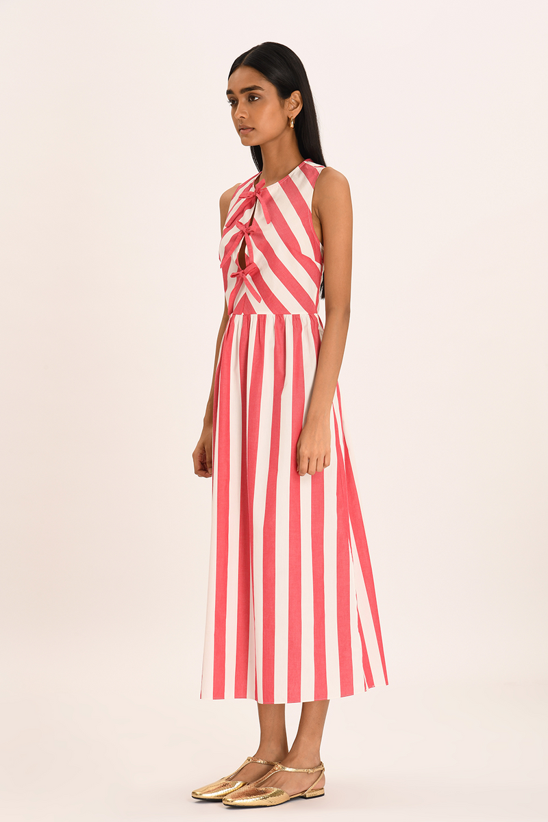 Carlita Midi Dress - Poppy Stripe