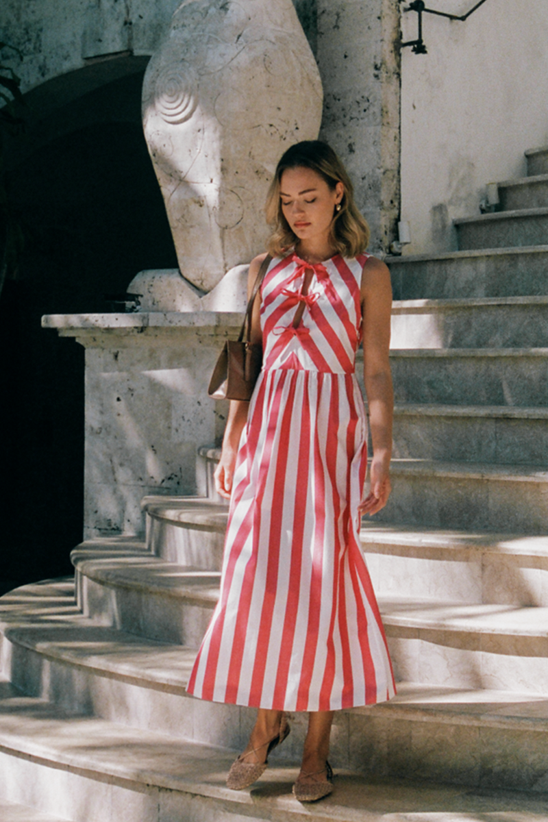Carlita Midi Dress - Poppy Stripe