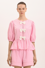 Catalina Blouse - Pink Floss Stripe