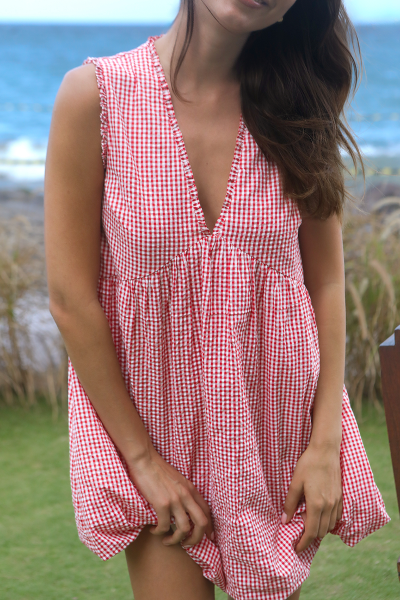 Cecile Dress - Red & White Gingham