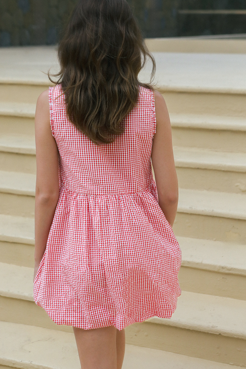 Cecile Dress - Red & White Gingham