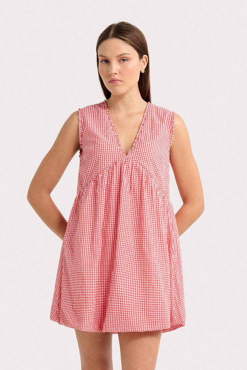 Cecile Dress - Red & White Gingham