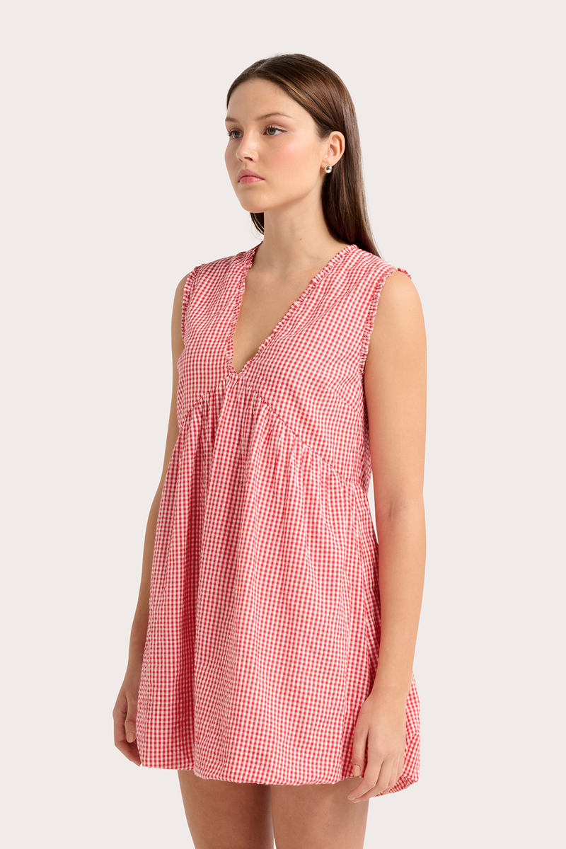 Cecile Dress - Red & White Gingham
