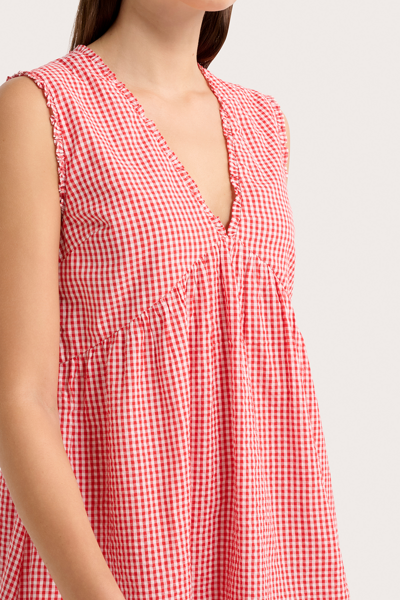 Cecile Dress - Red & White Gingham