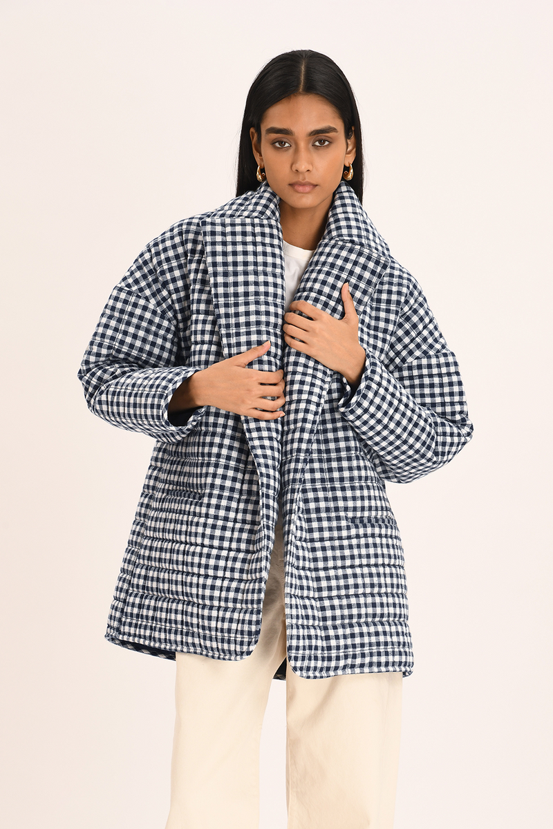 Noemi Coat - Indigo Check