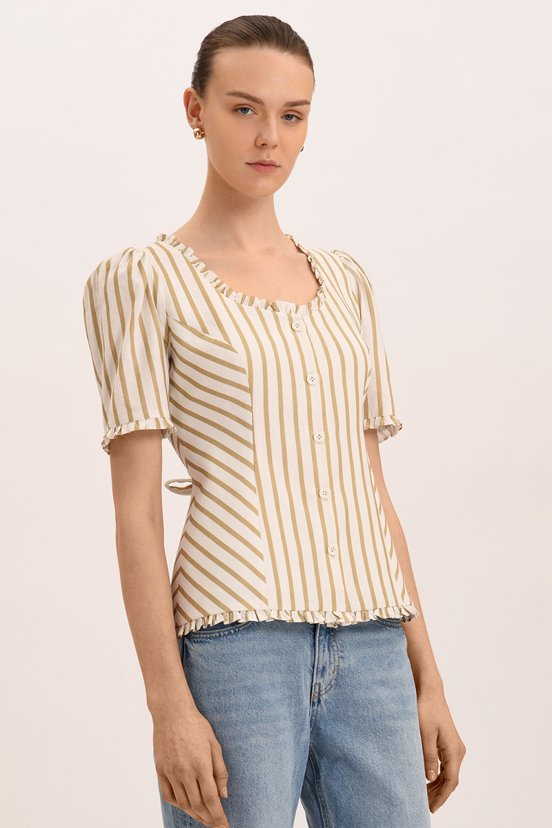 Dulce Top - Sage Stripe
