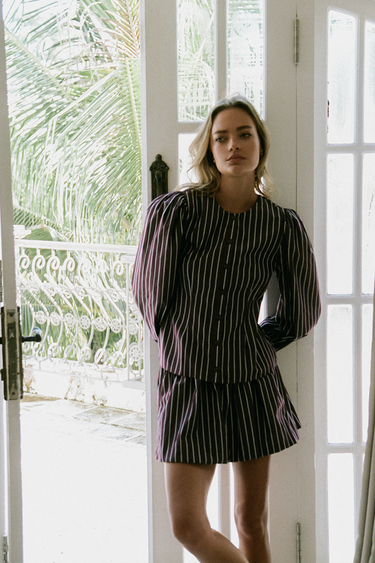 Leonie Skirt - Merlot Stripe