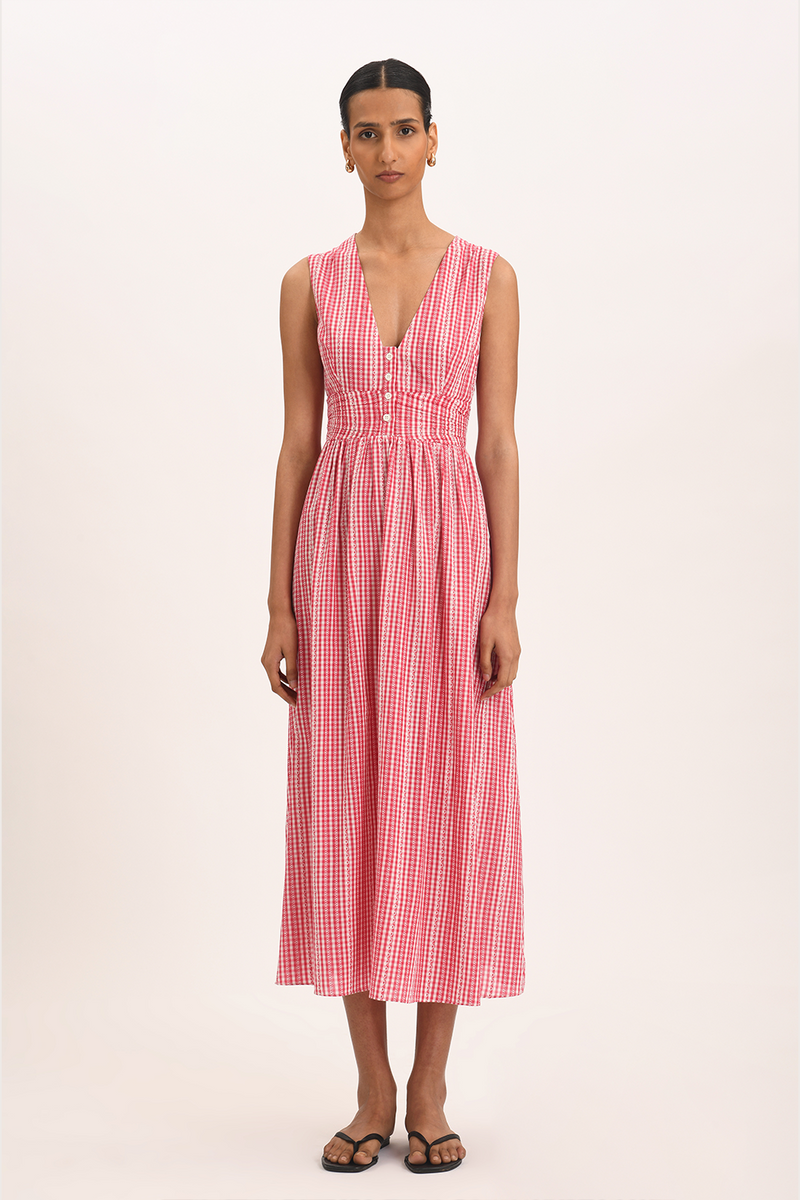 Lia Dress - Cherry Check