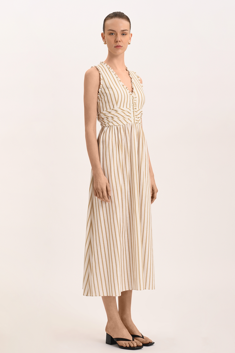 Lia Dress - Sage Stripe