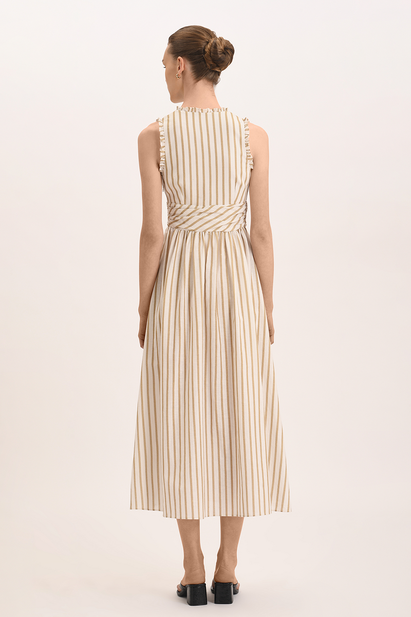 Lia Dress - Sage Stripe