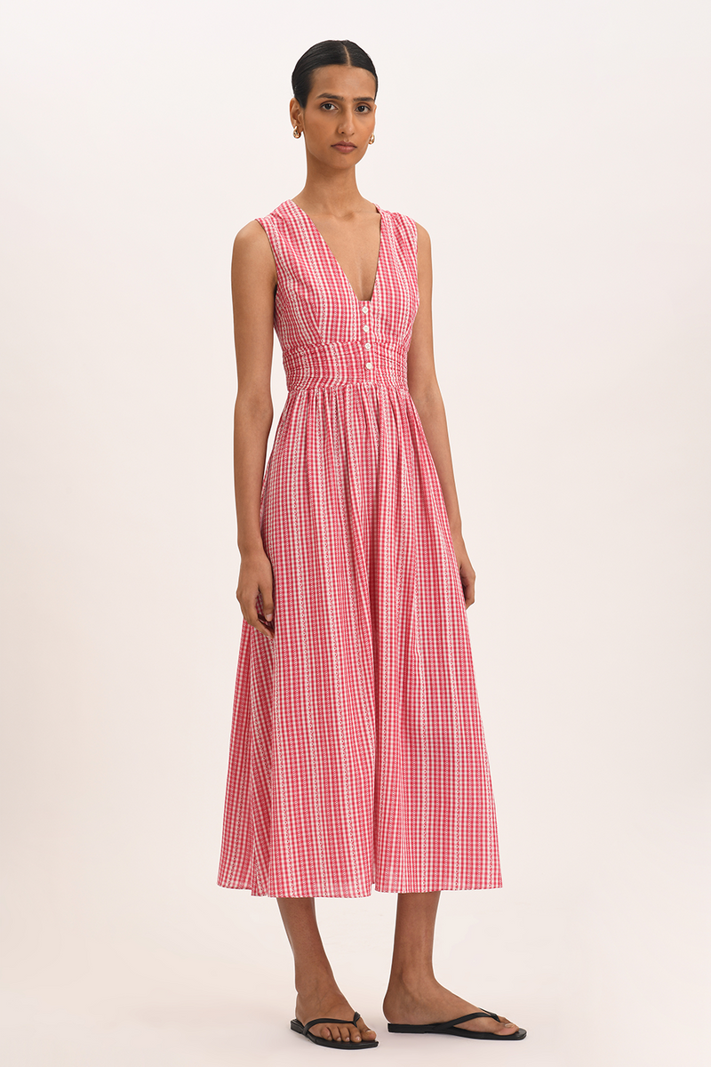Lia Dress - Cherry Check