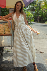 Lia Dress - Sage Stripe