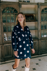 Mathy Dress - Navy Polka