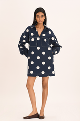 Mathy Dress - Navy Polka