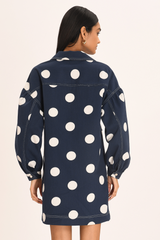 Mathy Dress - Navy Polka