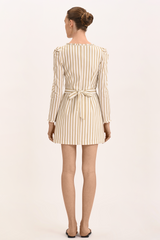 Perla Dress - Sage Stripe