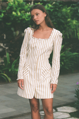 Perla Dress - Sage Stripe